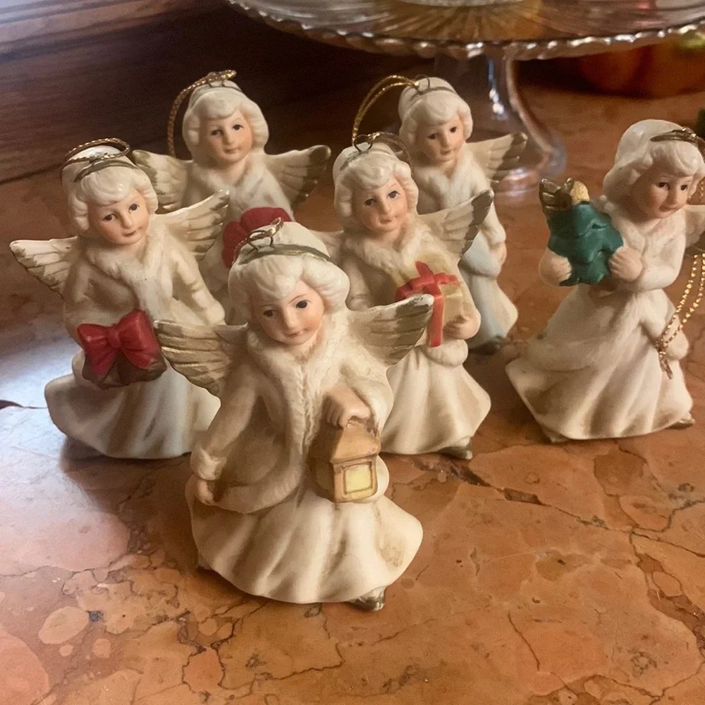 Vintage HOMCO Christmas Angels SET OF 6 BEAUTIFUL ORNIMENTS